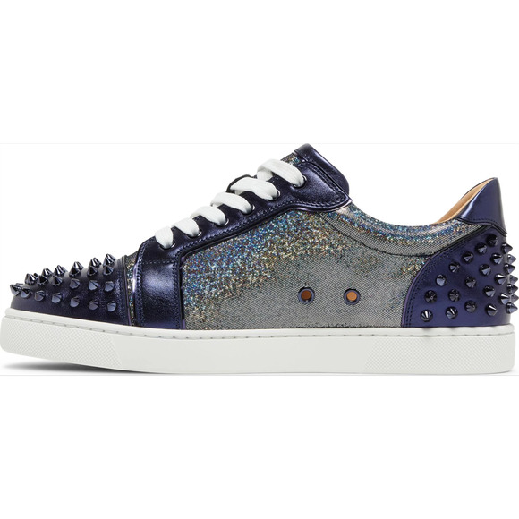 Christian Louboutin Vieira 2 Flat Spikes Blue Night Lace Up Low Top Sneaker 41 - Picture 7 of 12